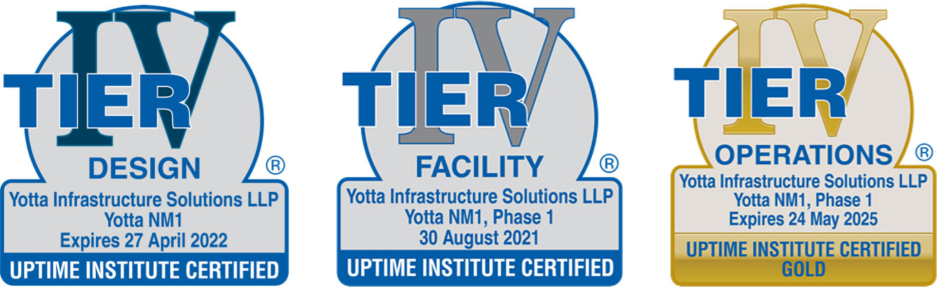 Yotta NM1, Phase 1 Data Center Tier Certifications